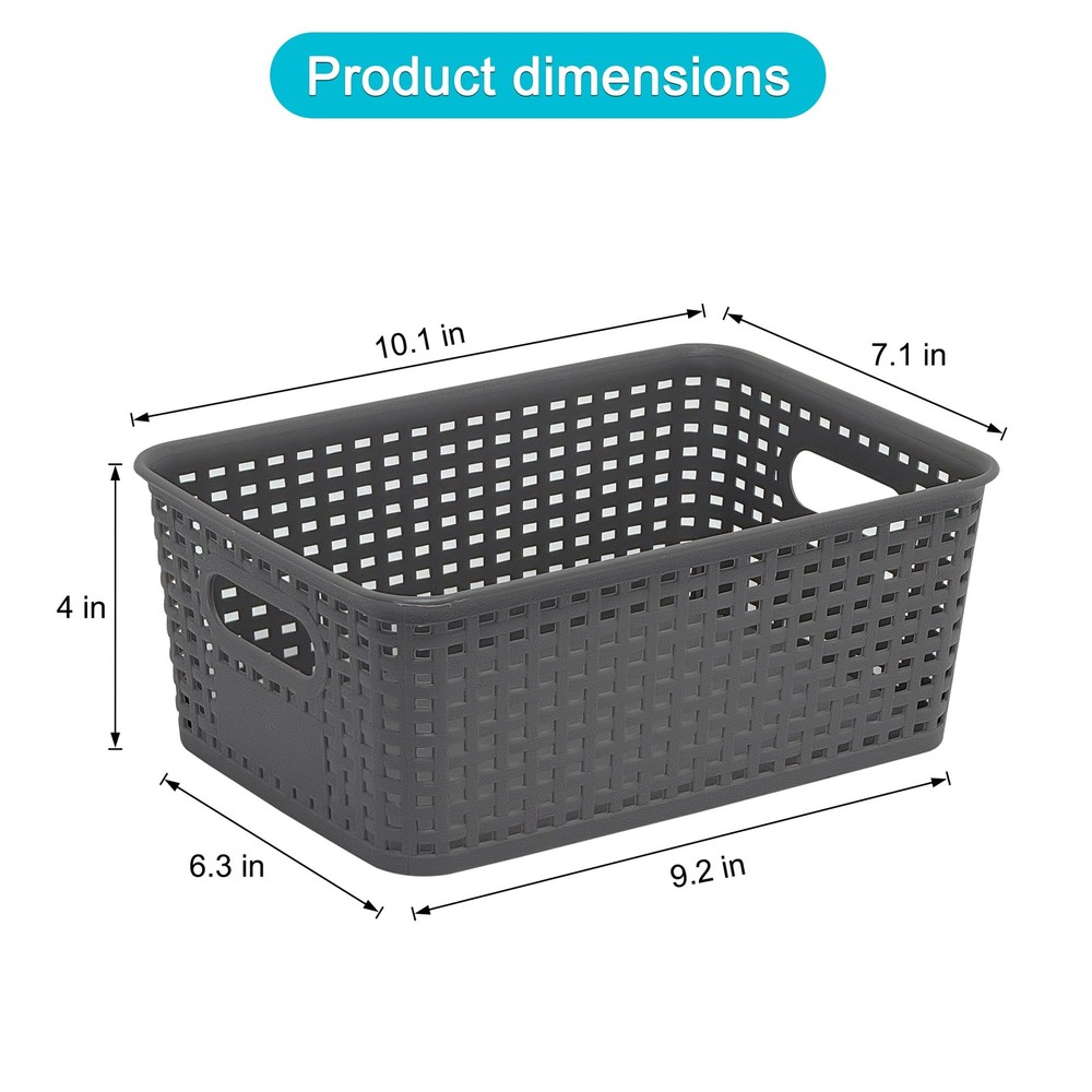 3 Pack Plastic Storage Baskets with Handles,Stackable Organizer Bins for Clos...