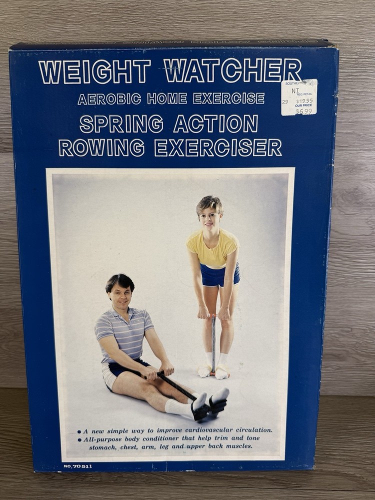 Vintage Aerobic Exerciser Weight Watcher Spring Action Rowing Exerciser in Box