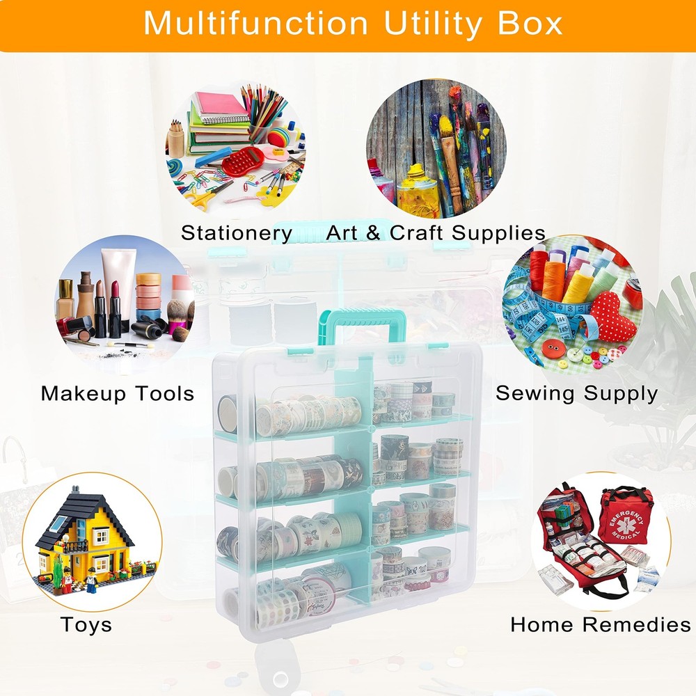 BTSKY Clear Plastic Dividing Storage Box with 8 Compartments Adjustable Stora...