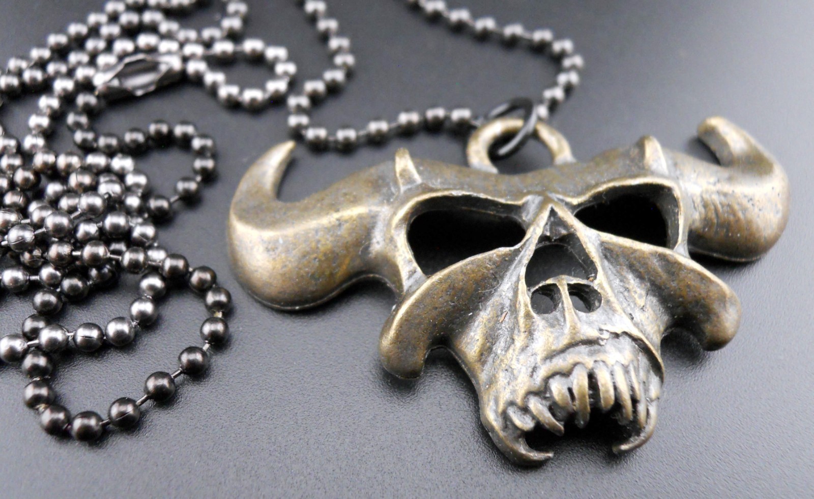 Danzig Necklace New Skull Pendant Rare Antique Gold/Bronze Finish