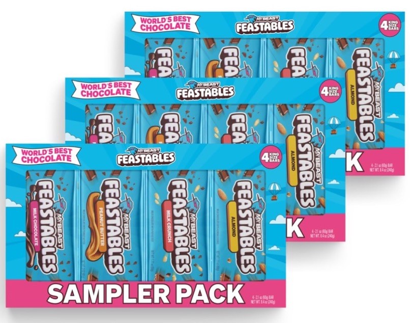 Full Case 48 King Size Mr. Beast Feastables Variety Chocolate Candy Bars Sampler