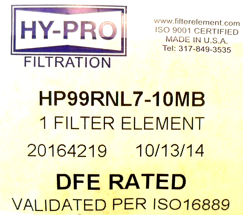 NIB Hy-Pro HP99RNL7-10MB DFE Rated Filter Element