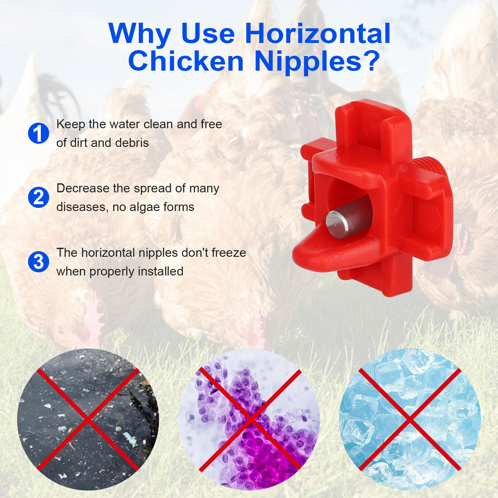 20Pcs Chicken Nipples Automatic Waterer Poultry Drinker Hen Duck Quail Drinking