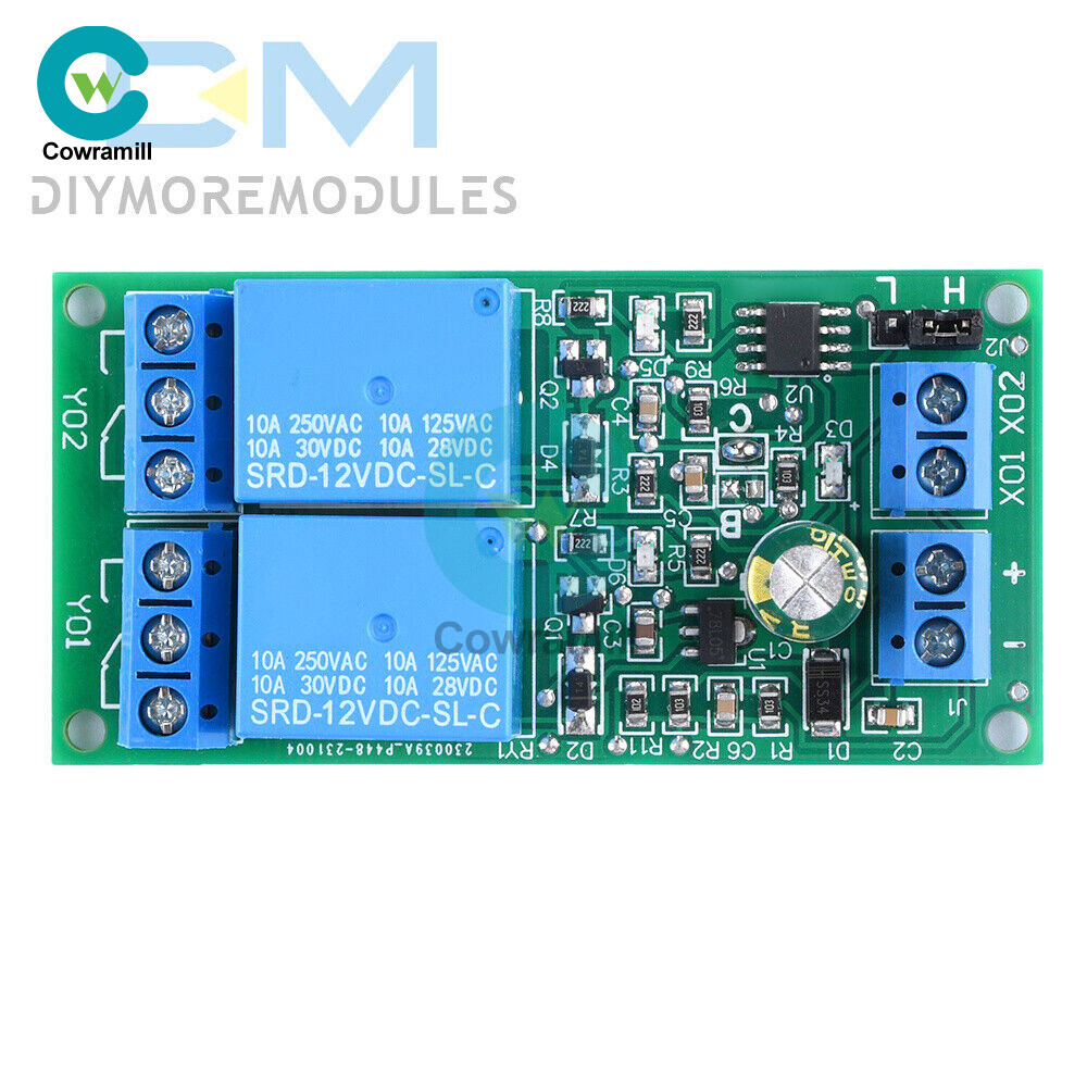 DC 5V 12V 24V 2-Way Self-Locking Interlock Relay Module Flip-Flop Latch Relay