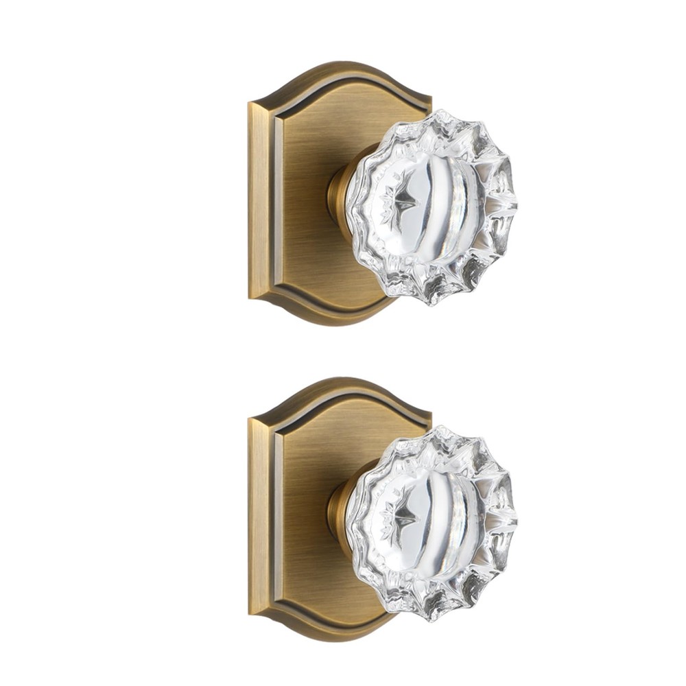 CLCTK 2 Pack Crystal Glass Dummy Door Knobs, (2 Pack), Antique Brass