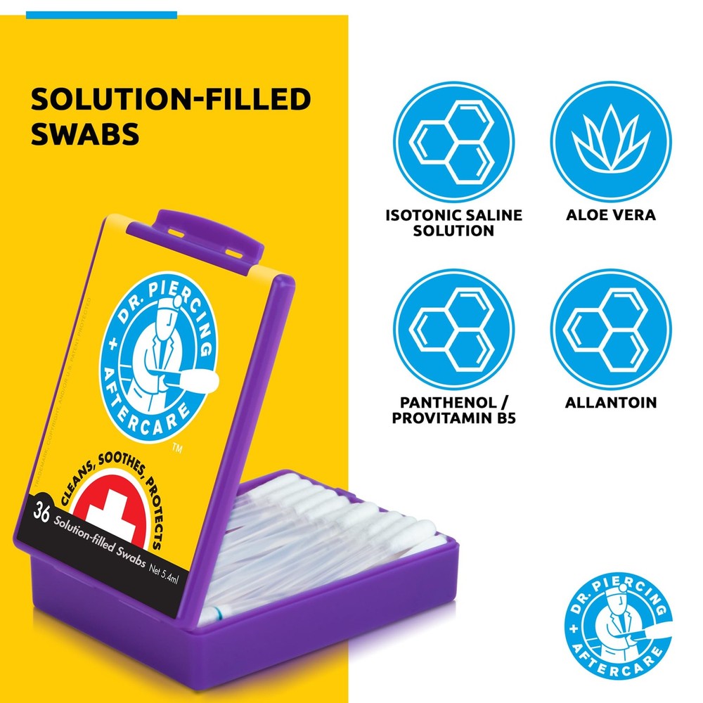 Swabs – Piercing Bump Saline Solution for Cleansing Earring, Nose, Belly, and...