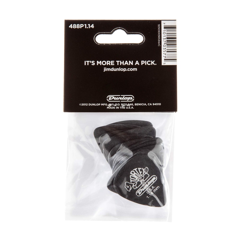 Black Tortex Guitar Picks 1.14mm 12 Pack Durable Maximum Memory Matte Finish