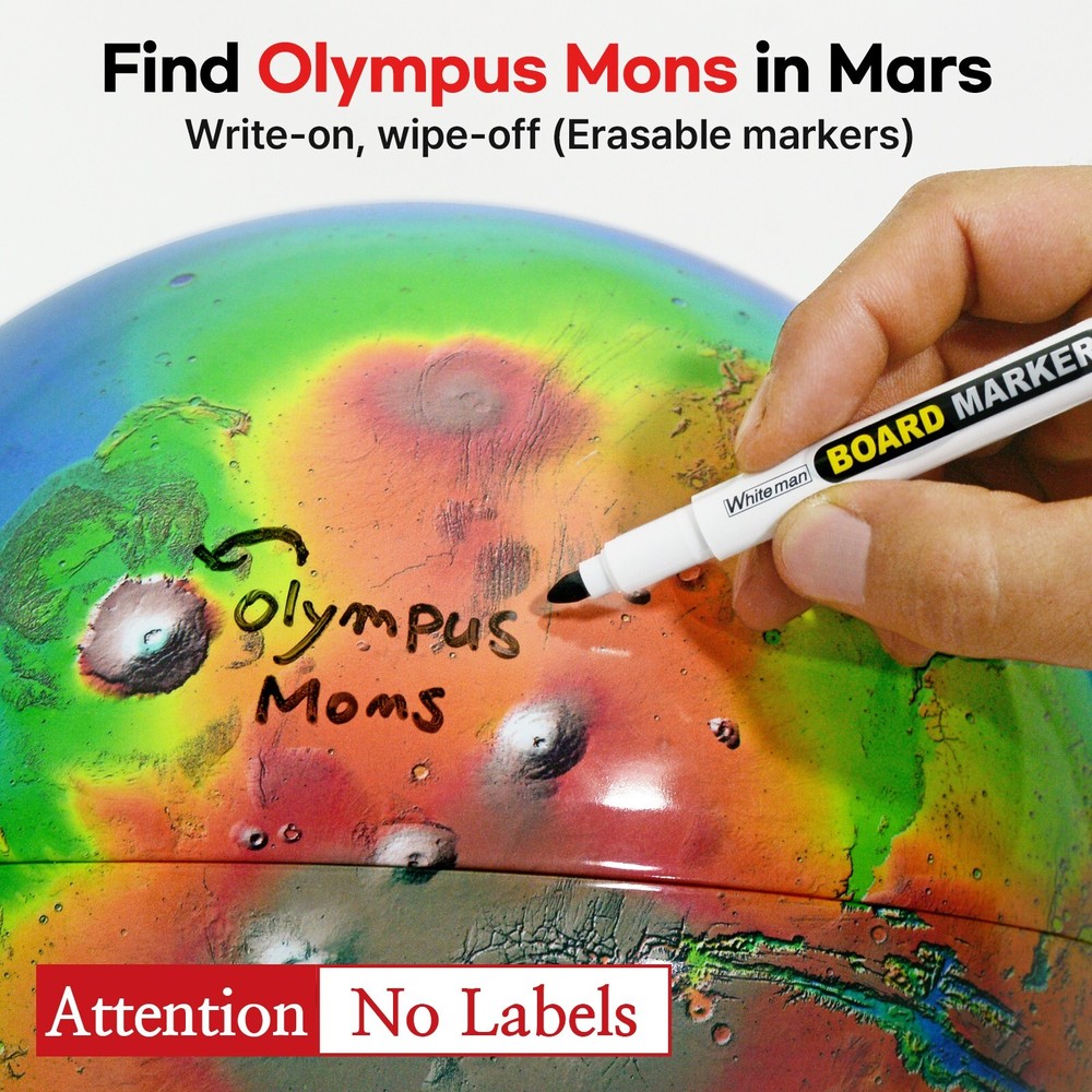 Mapsoft Guide Topography Blank Mars Globe No Labels, 24cm/9.5″, RT2-24