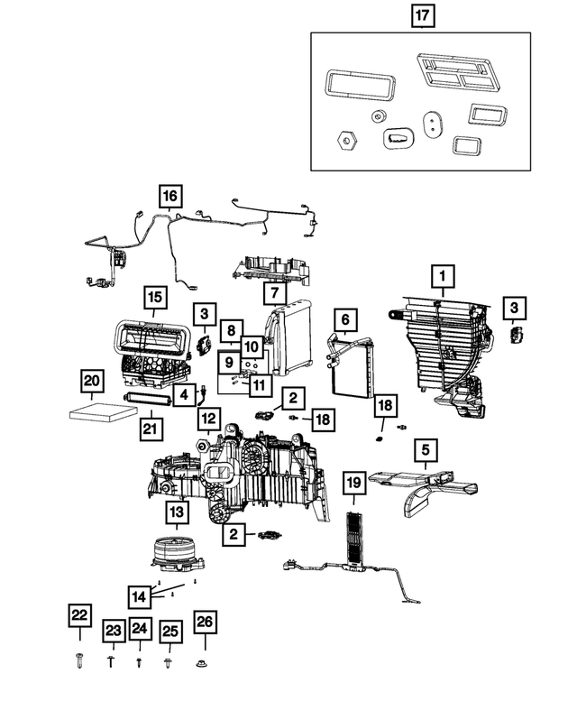 A/C Evaporator OEM Mopar 68396046AB