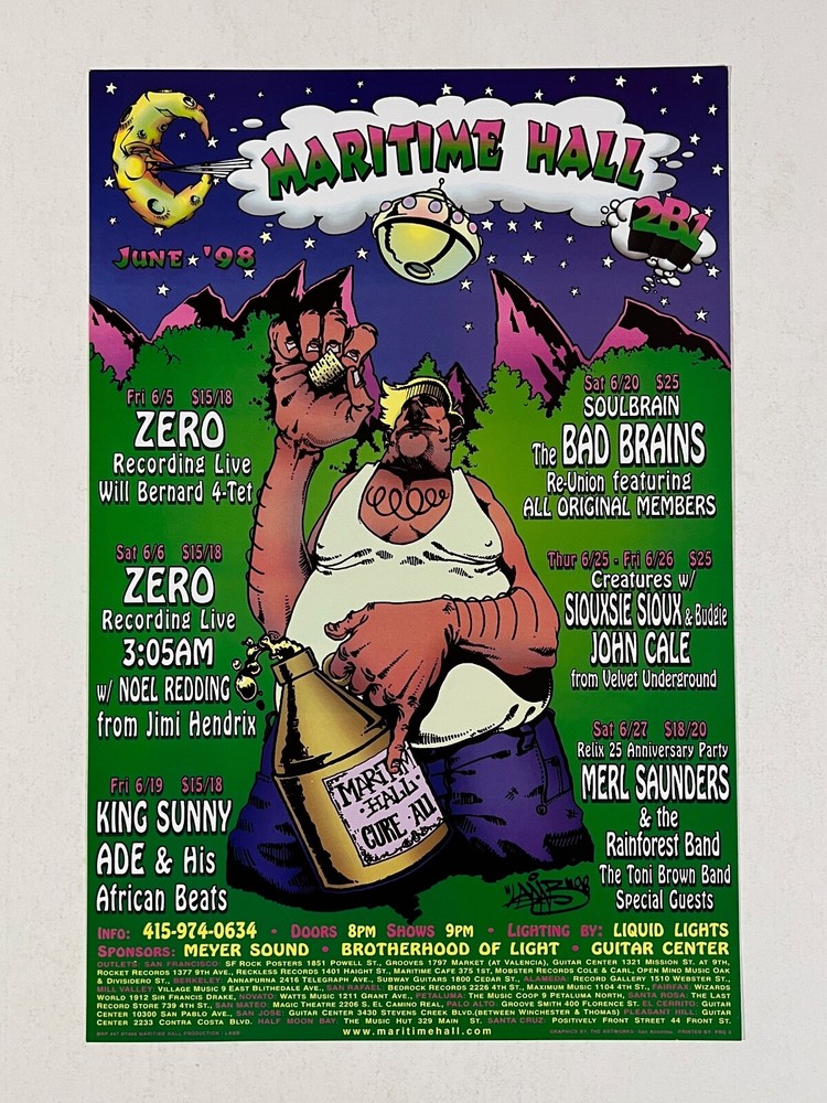 Maritime Hall Poster 1998 MHP#47 Zero w Noel Redding, Bad Brains, Siouxsie Sioux
