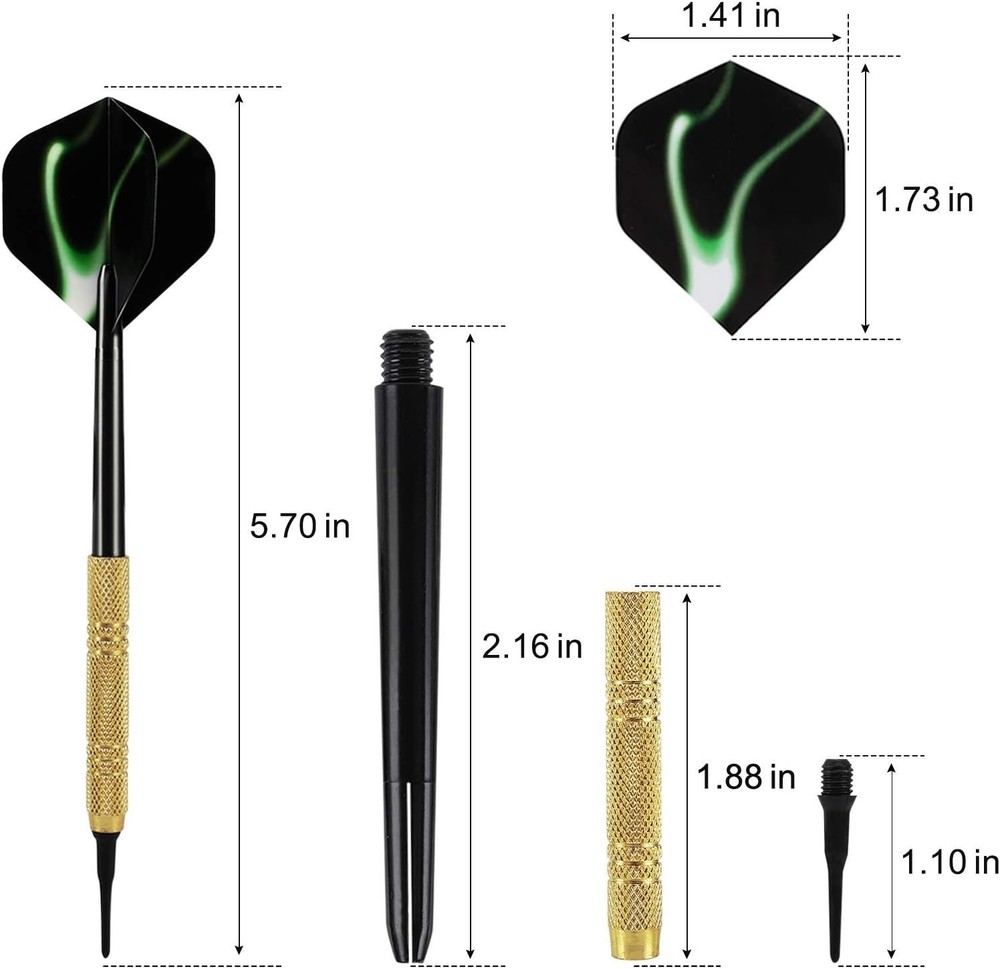 Enjoyable 12 Pcs Soft Tip Darts for Electronic Dartboards + 36 Replacement Tips