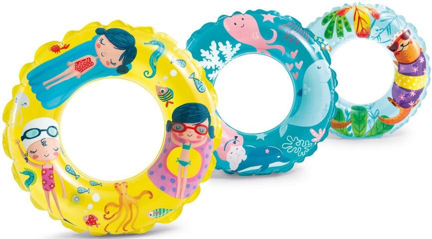 59242EP Intex 24" Transparent Inflatable Swim Ring- Assorted Patterns