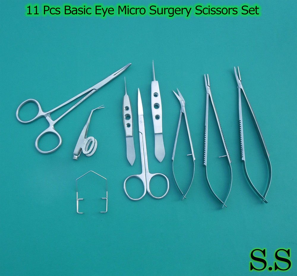 11 Basic Eye Micro Surgery Ophthalmic Scissors Surgical Instruments Kit EY-016