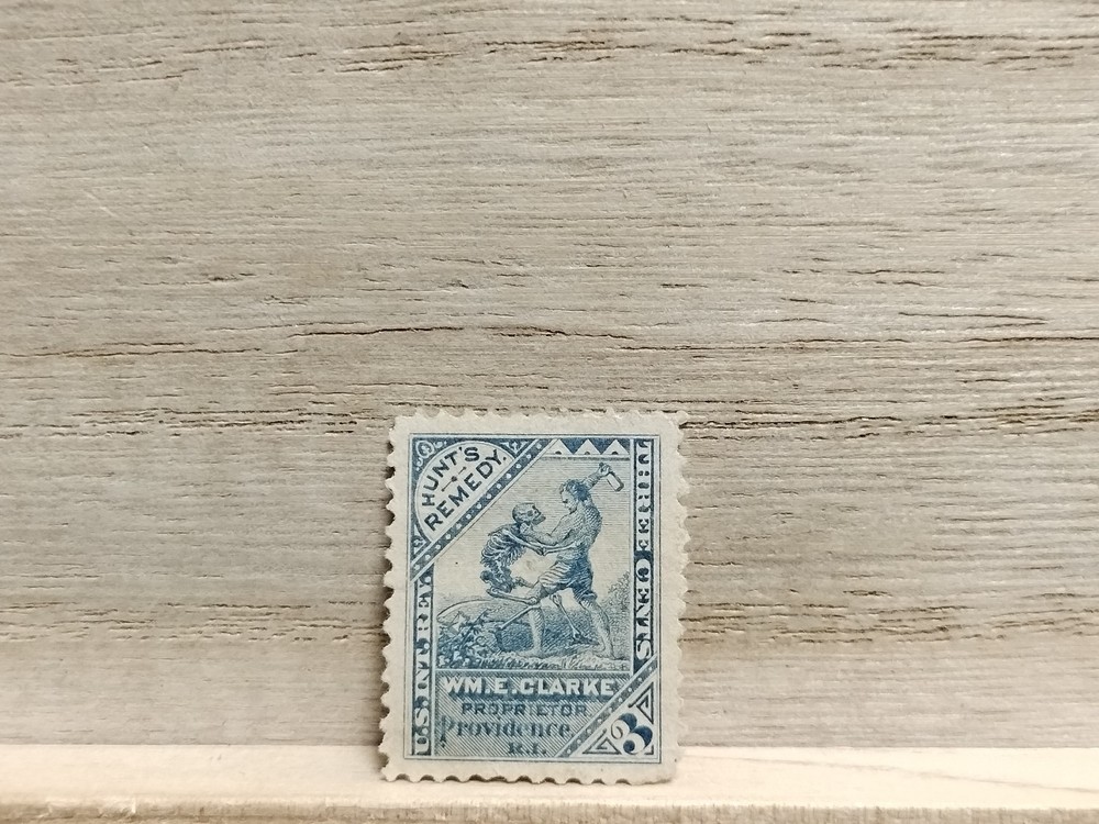 3 Cent Blue WM E Clarke Stamp RS-56d