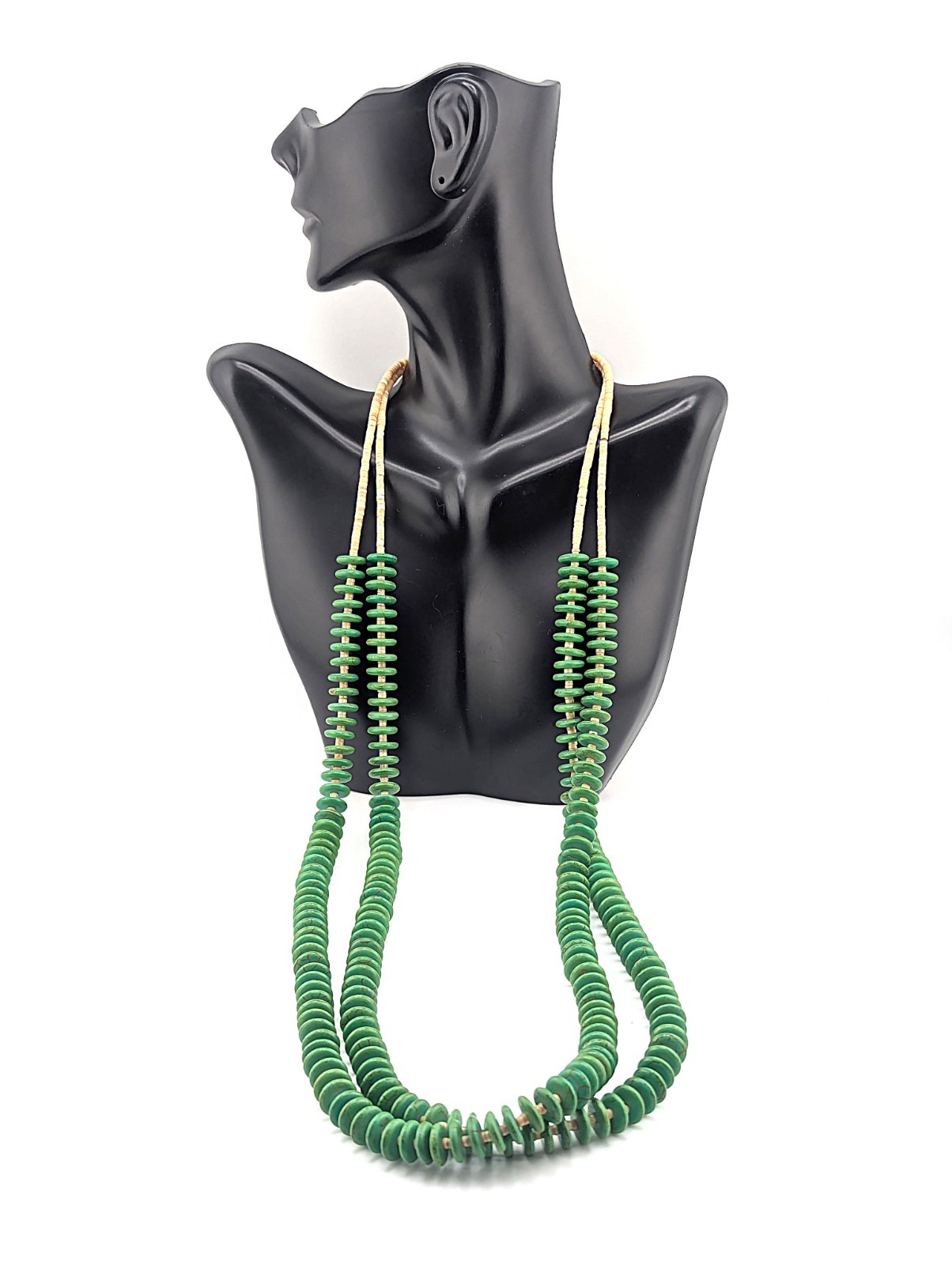 Navajo Necklace Gaspeite Discs 2 Strand Heishi Handmade Jewelry