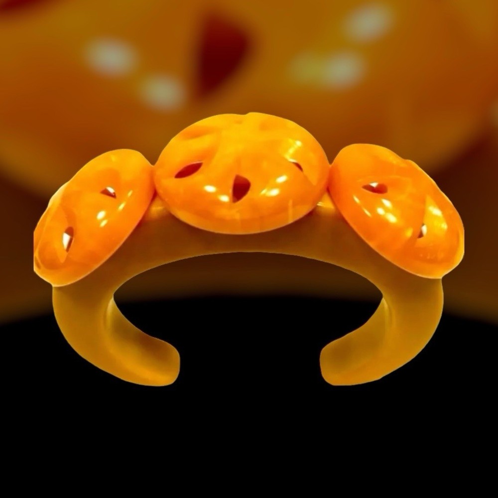 Marbled Orange & Butterscotch Bakelite Bracelet, Cuff Bangle