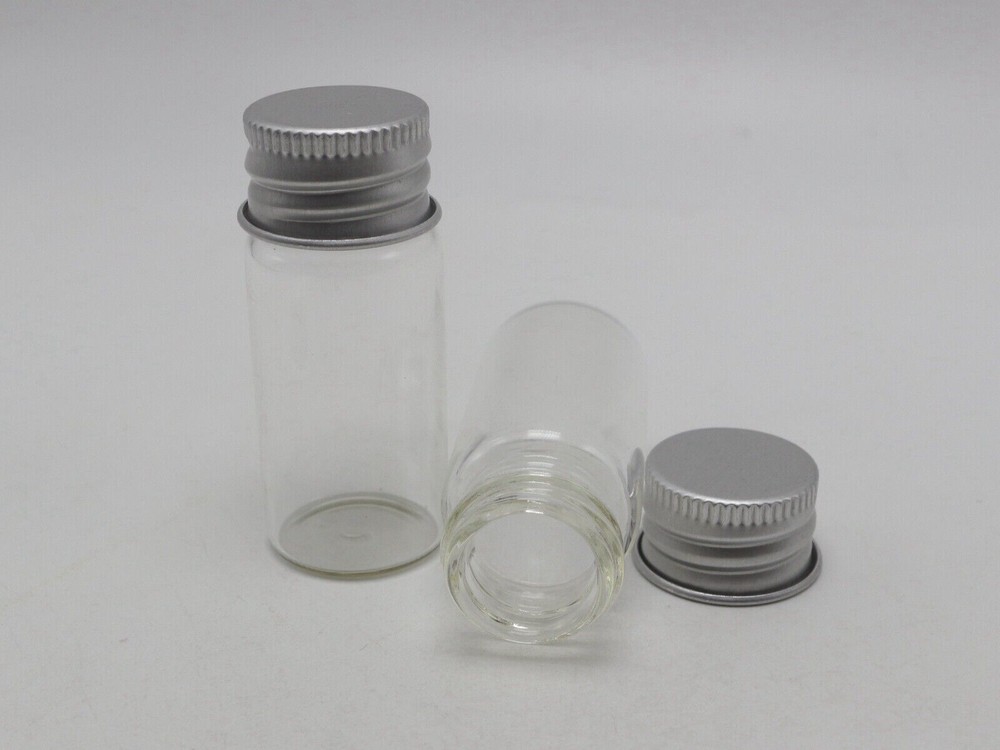 5 Empty Small Glass Storage Bottles Vials with Screw Cap 10ml(22X50mm) Mini Jars