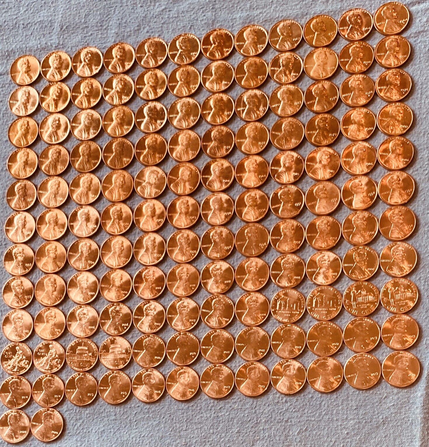 Lincoln Memorial & Shield Cents BU - Complete Set Of 140 Coins-1959 - 2023 P/D/S