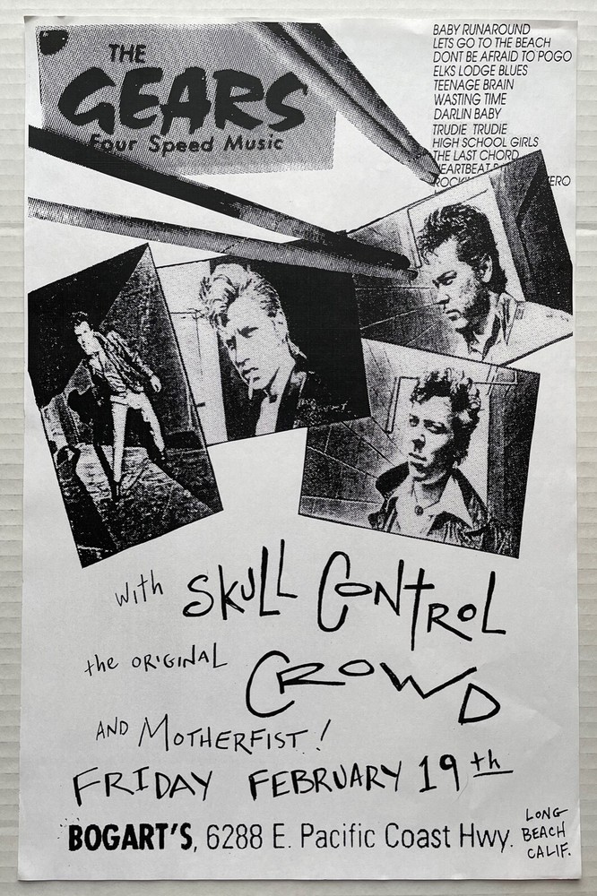 THE GEARS SKULL CONTROL CROWD Bogart's LONG BEACH 1988 PUNK Concert POSTER