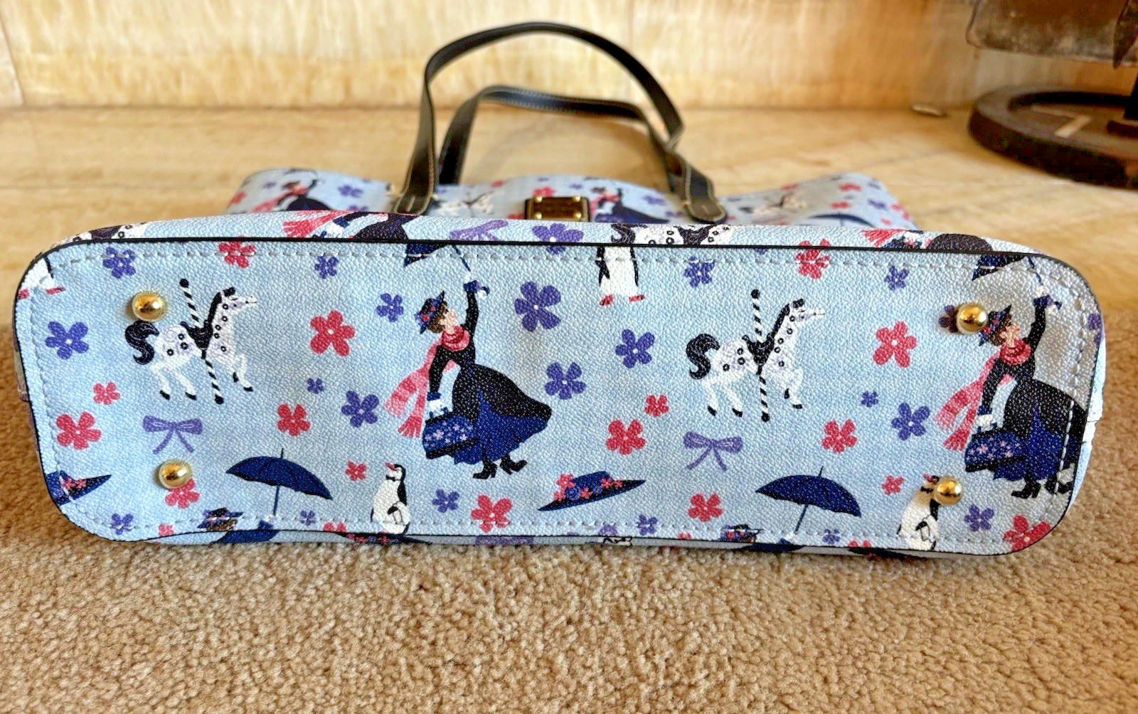 Dooney & Bourke Mary Poppins Hadley Tote Bag Disney Leather Trim Blue