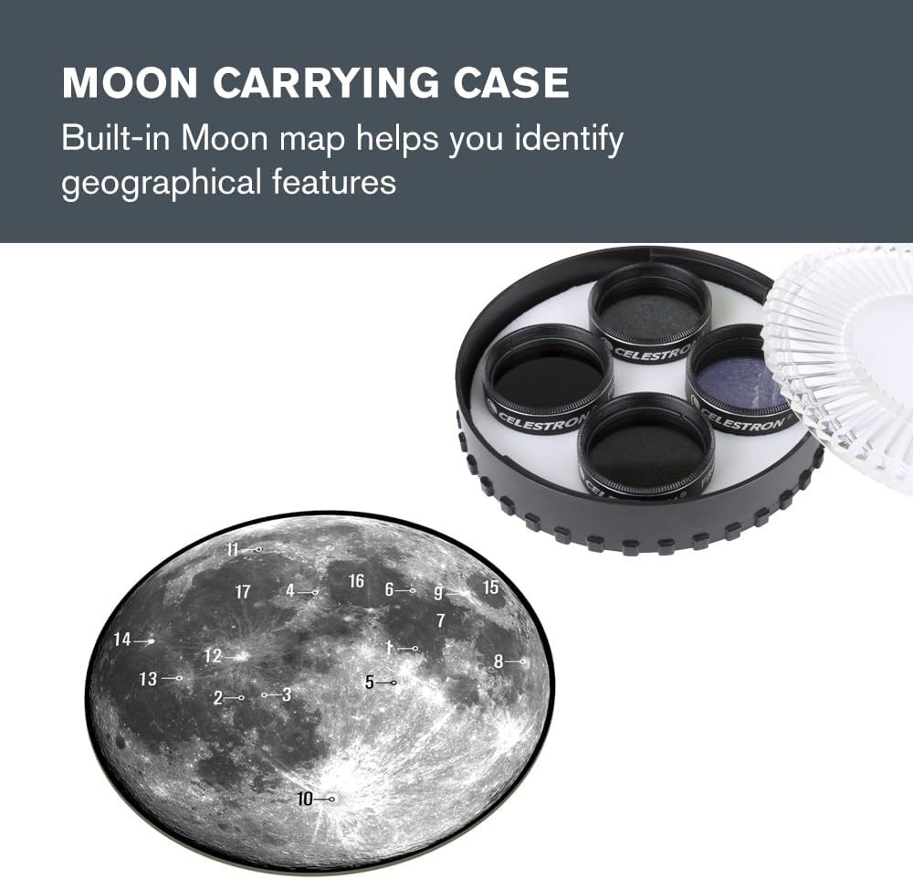 Moon Filter Kit – Fits 1.25' Telescope Eyepieces – Includes 4 Neutral Density...