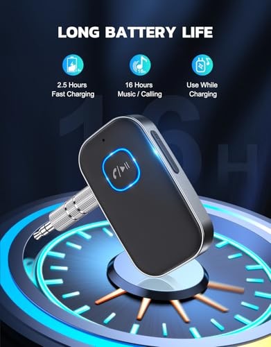 Bluetooth Receiver for Car, Noise Cancelling 3.5mm AUX Bluetooth Car Dark Gray
