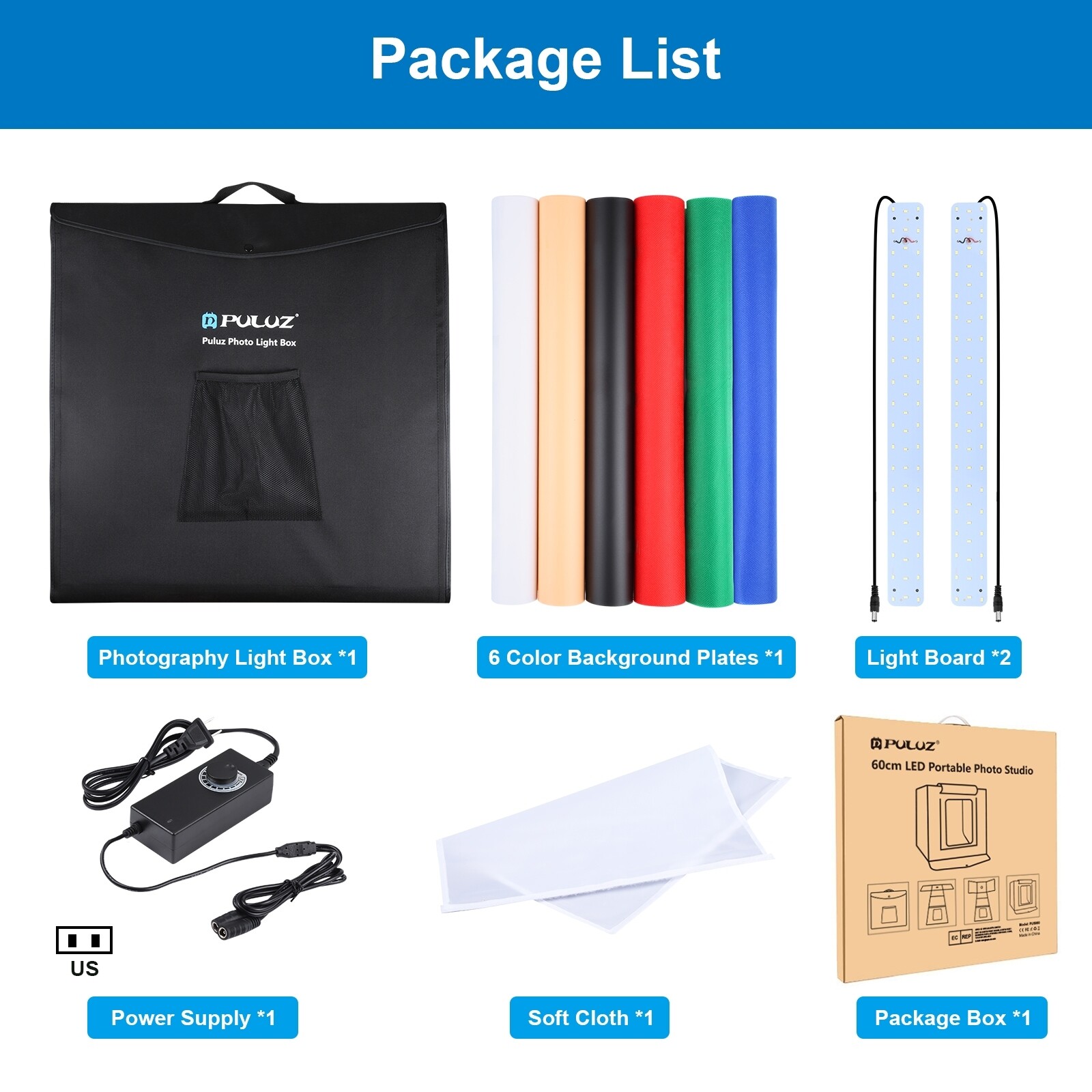 US PULUZ 60cm Photo Large LED Light Box Photography Studio Shooting Tent Box