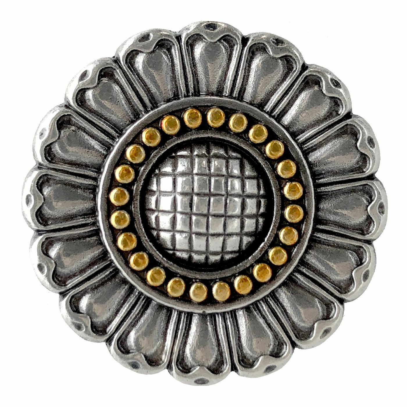 WESTERN LEATHER CRAFT TACK ANTIQUE GOLD ENGRAVED SUNFLOWER CONCHO screw back