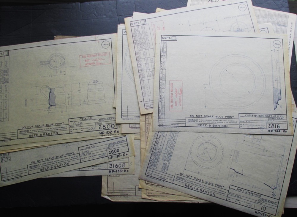 1948 Reed & Barton 22 Restaurant Silver Plate Blue Prints