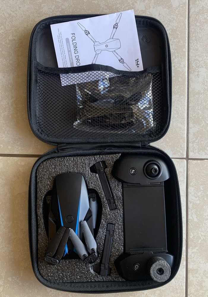 Foldable RC Quadcopter Drone with Camera, Controller - Black/Blue