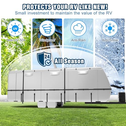 Oxford RV Cover,27-30 Ft Travel Trailer 420D Fits 27-30 ft Grey - Oxford Cloth