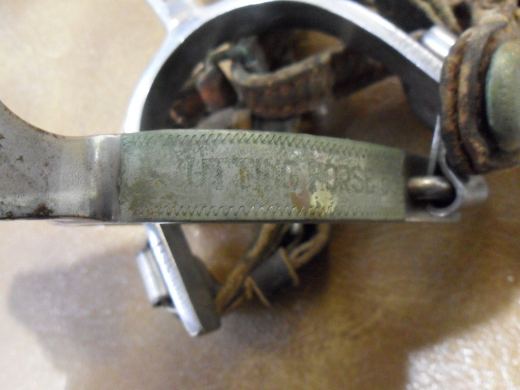 Vintage Crockett Stainless Spurs W/ Leather Straps Cutting Horse 55 Etched