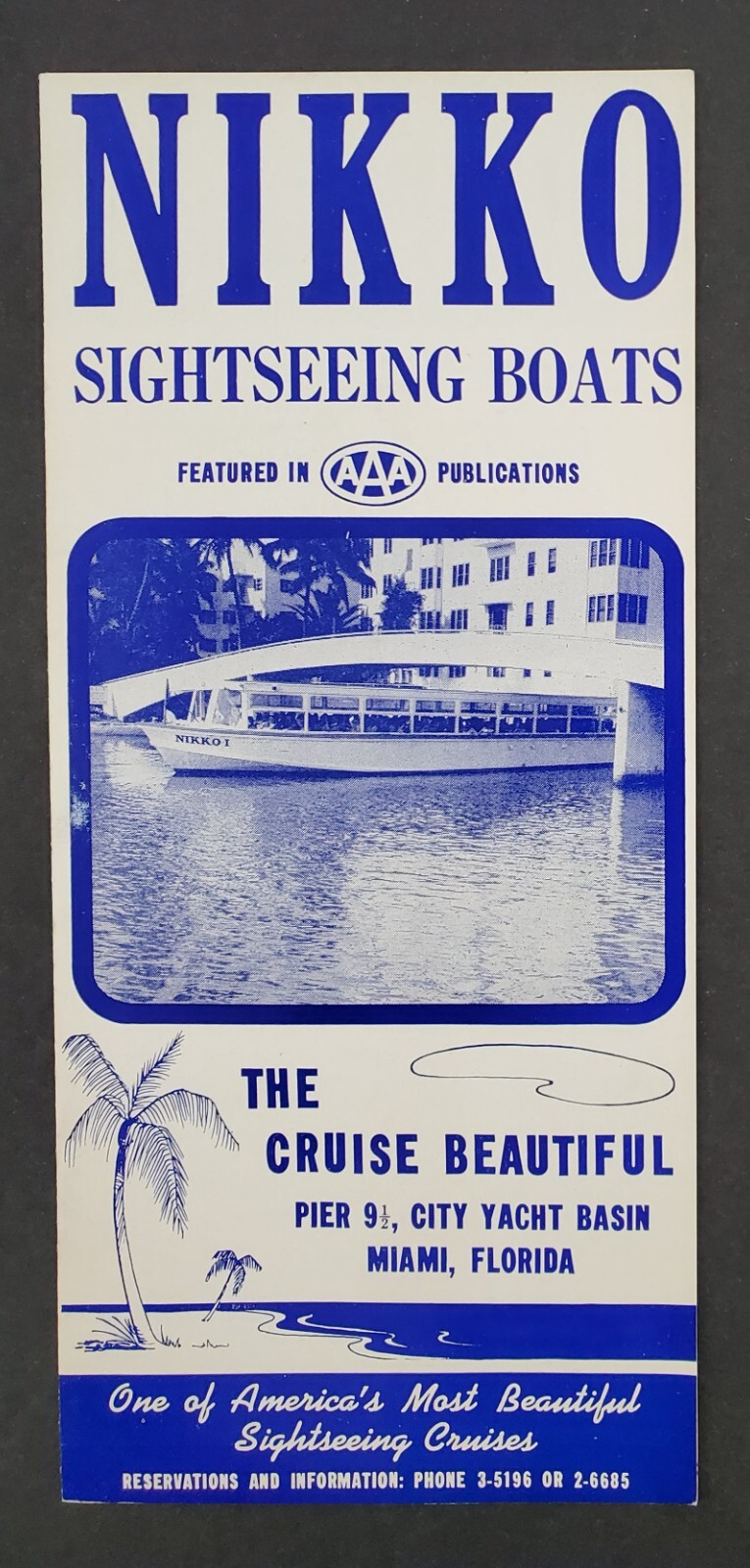 1950s Miami FL Nikko Sightseeing Boats Cruise Intercoastal Vtg Travel Brochure