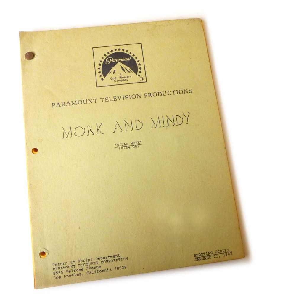 Mork & Mindy Original TV Episode Script Robin Williams "Midas Mork" 1982 Comedy