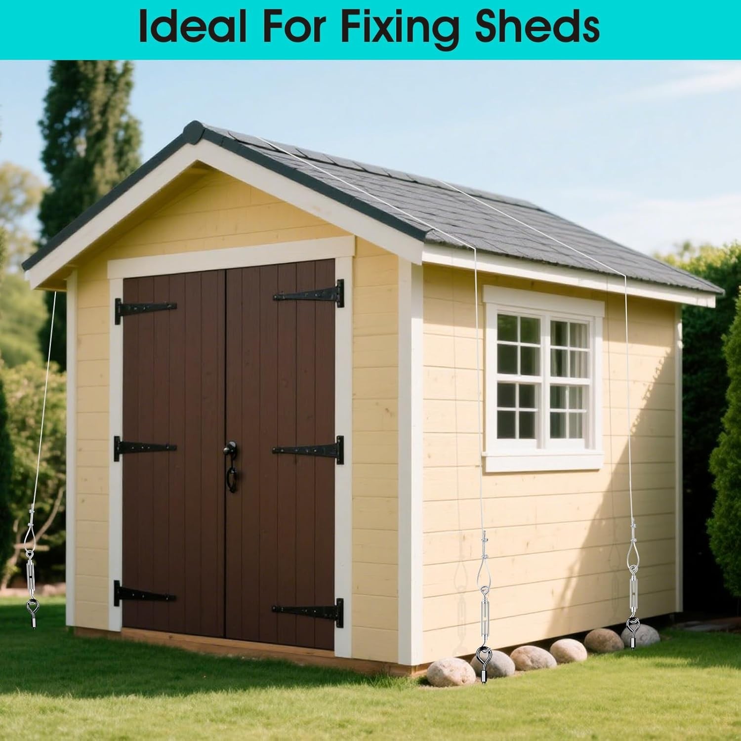 27" Ground Anchors Heavy Duty Shed Anchors Kit, Mobile Home Anchor with 3/16" Ga