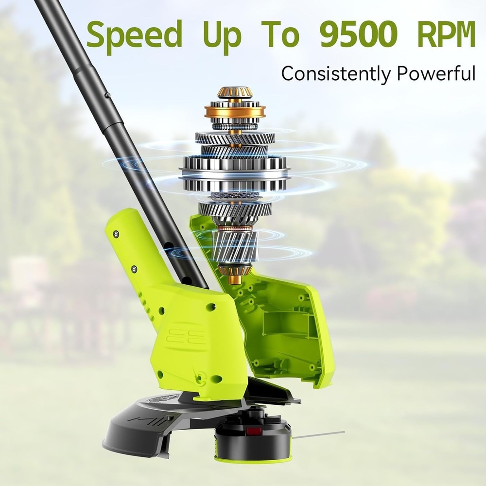 Effortless Lawn Care: 21V Cordless String Trimmer & Edger with Adjustable Design