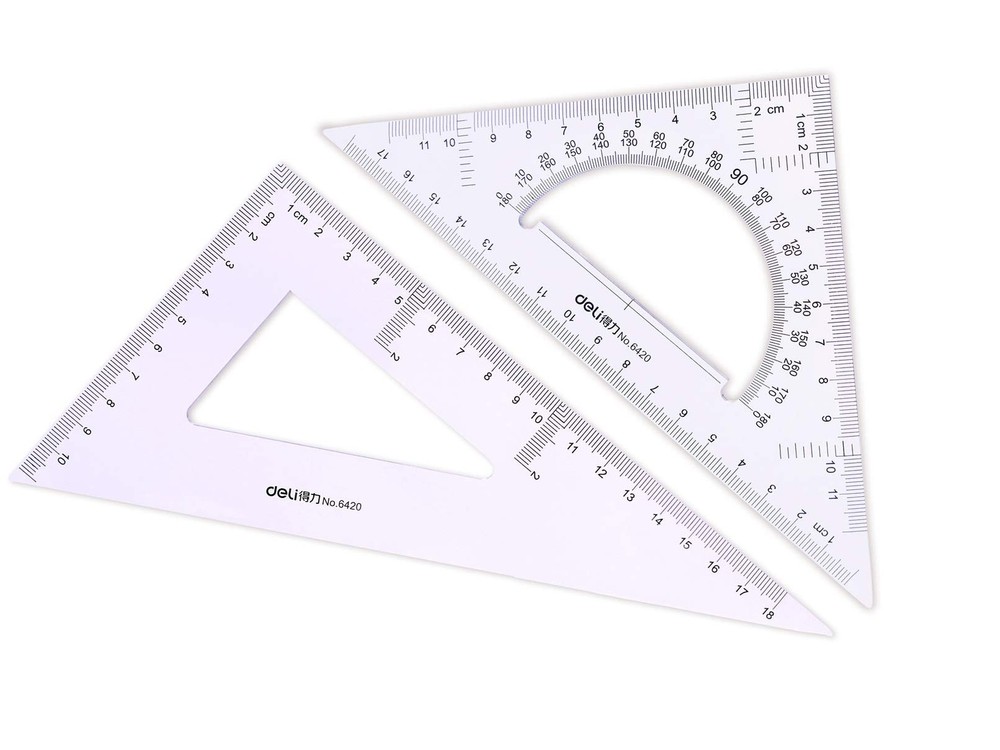 2 PCS Large Triangle Ruler Square Set Protractor Drafting Measuring Tool
