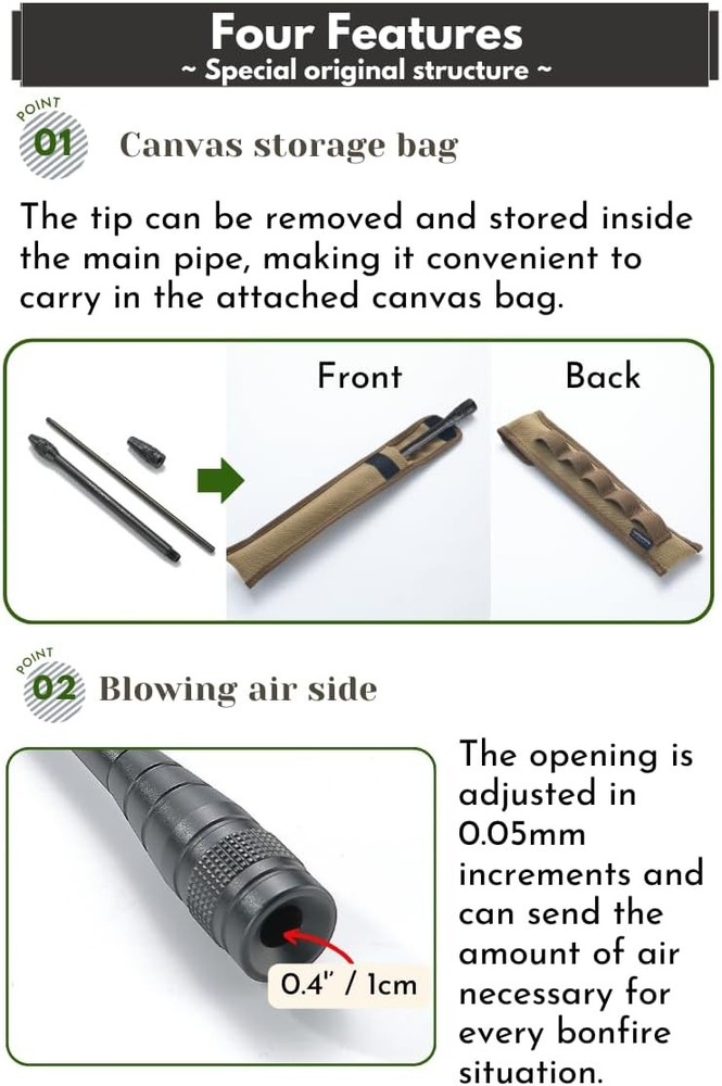 camping moon Fire Blowing Stick Split Type Compact Fire Starter Grill Starter Bl