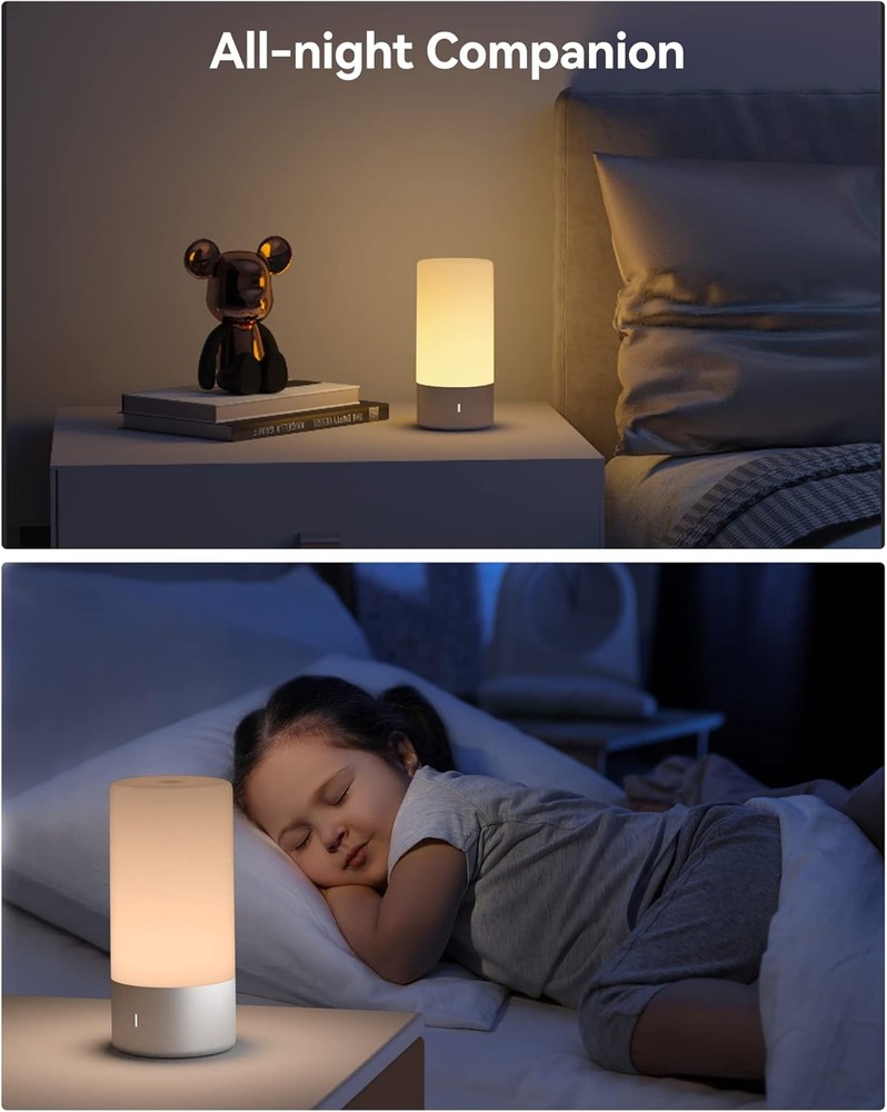 Table Lamp, Bedside Touch Control Lamp for Bedroom 3 Level Dimmable Warm Gray