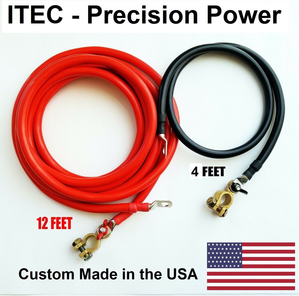 Battery Relocation Kit, # 2 AWG Cable, Top Post 12 FT RED / 4 FT BLACK,USA MADE