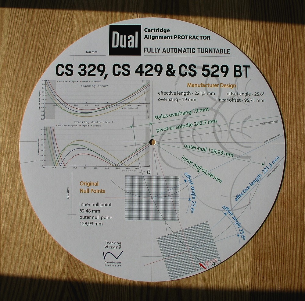 Dual CS 329 / CS 429 / CS 529BT Custom Designed Tonearm Alignment Protractor