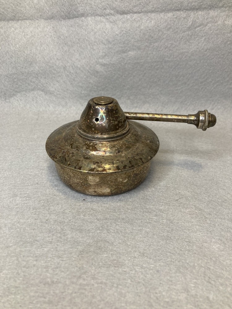 Vintage Silver Plate Chafing Dish Alcohol Burner with Wick 2.75”H & Base 2.8” D