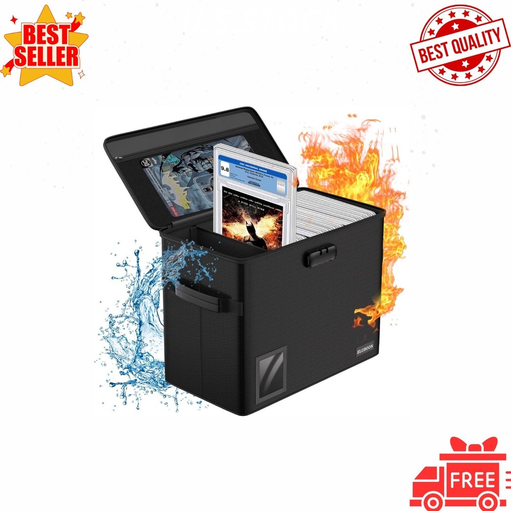 Fireproof Graded Comic Book Storage Box for 30 Comics, Lockable & Stackable