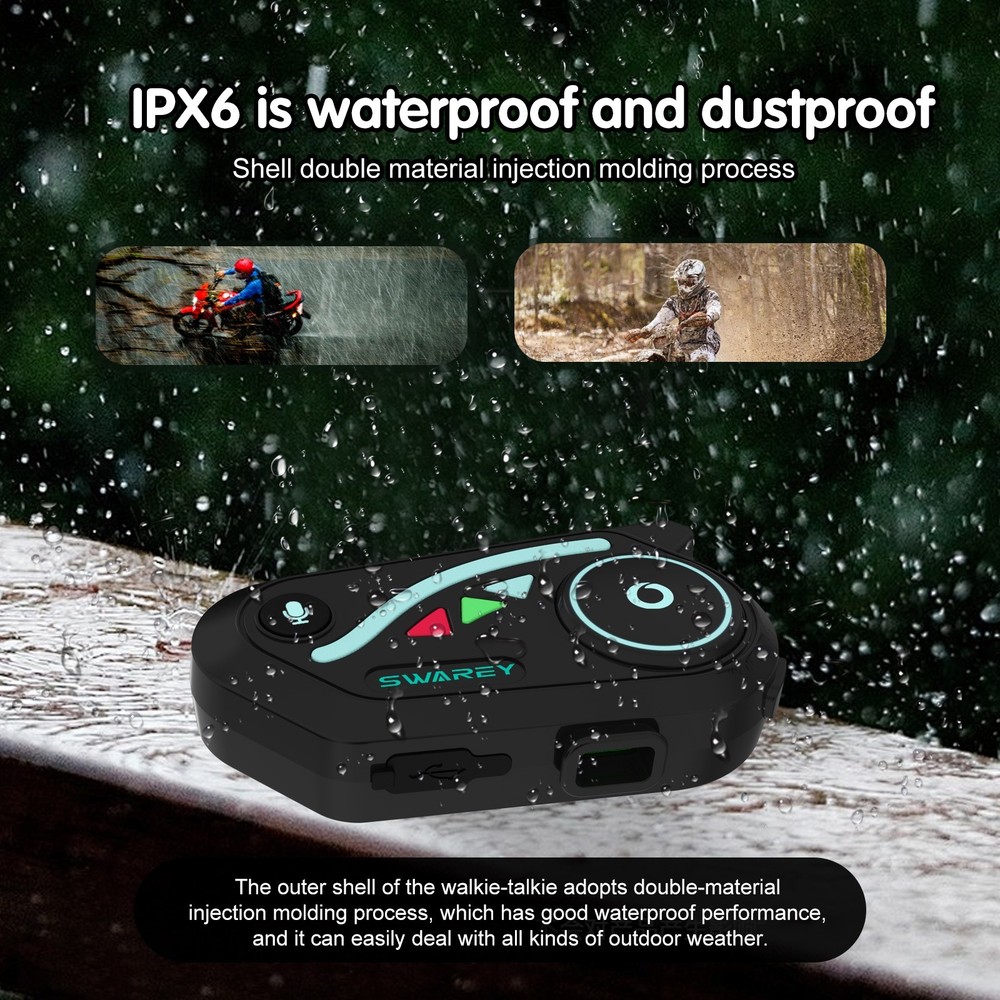 V8 Motorcycle Bluetooth Headset, Helmet Intercom with FM and Music Sharing