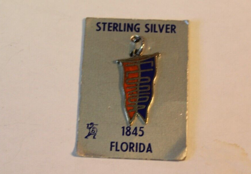 Sterling Silver Enamel 1845 Florida Flag Charm