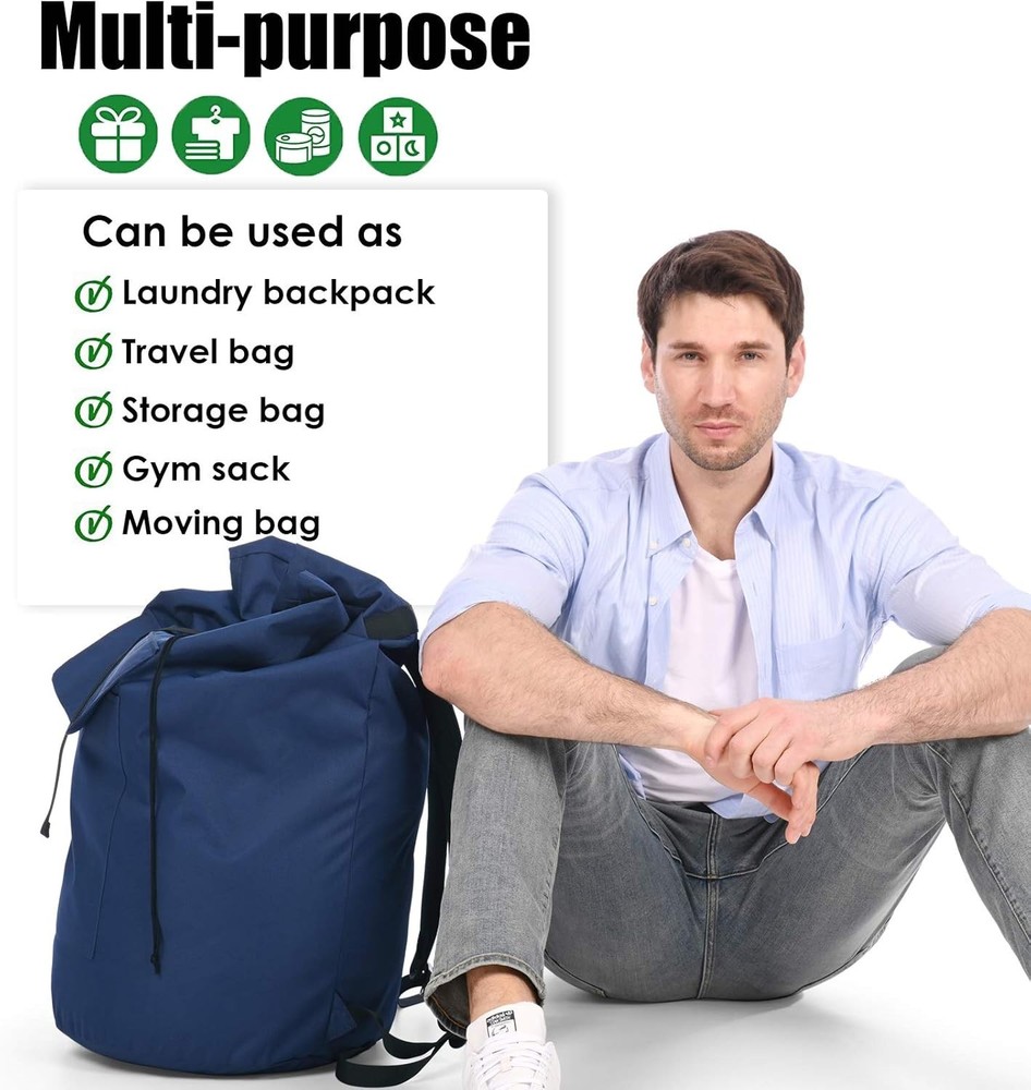 115L Extra Large Laundry Hamper Backpack with Padded Straps - Versatile & Sturdy