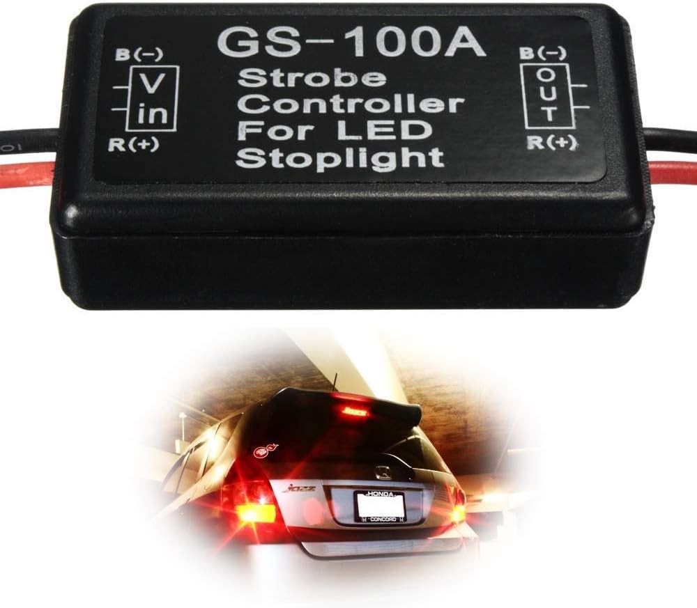 12V GS-100A LED Brake Stop Light Strobe Flash Module Controller Box For Car