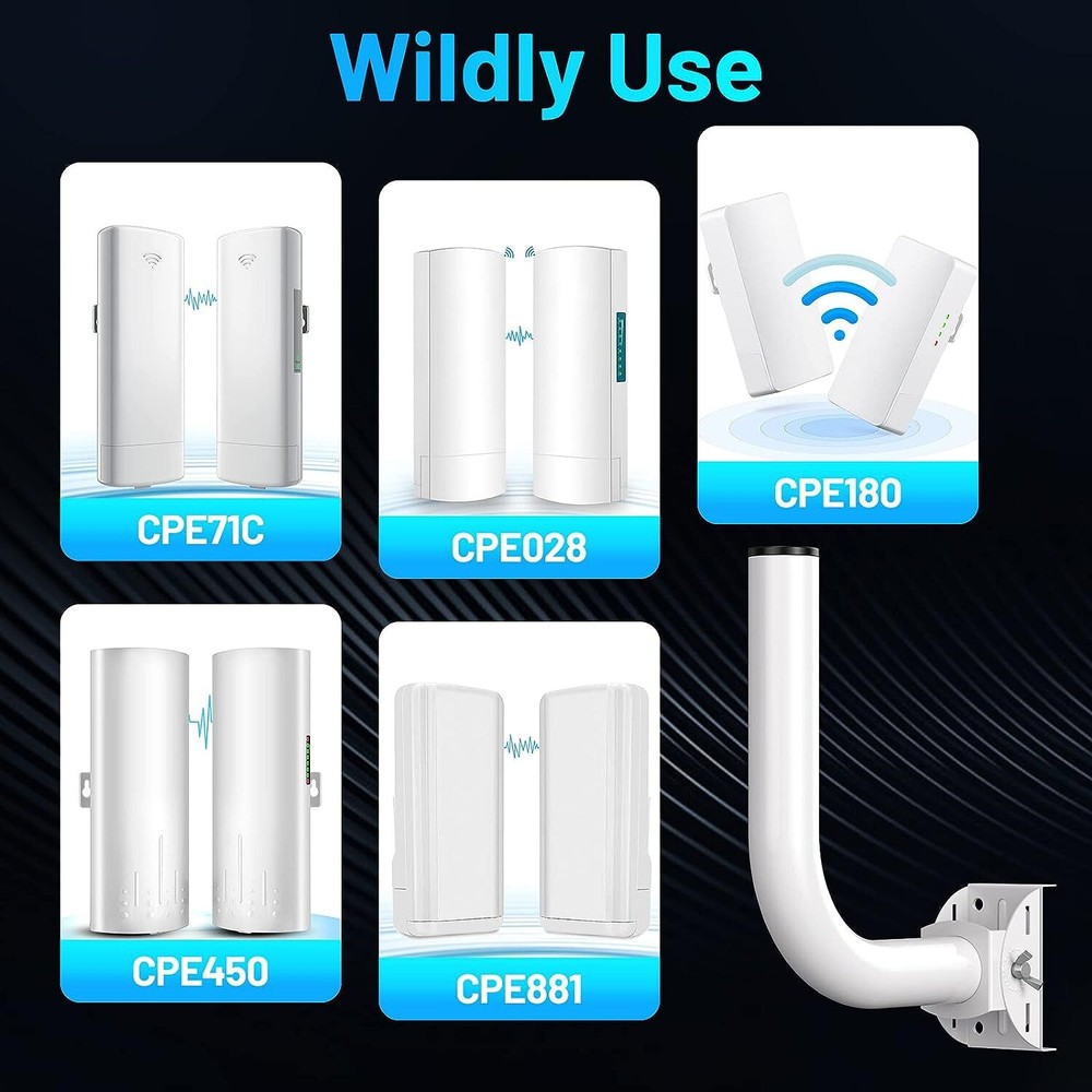 Universal Wireless Bridge Bracket Mount, 2-Pack J Pole Mounts 150° Adjustable