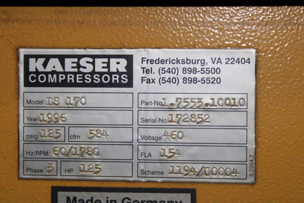 125 HP KAISER AIR COMPRESSOR