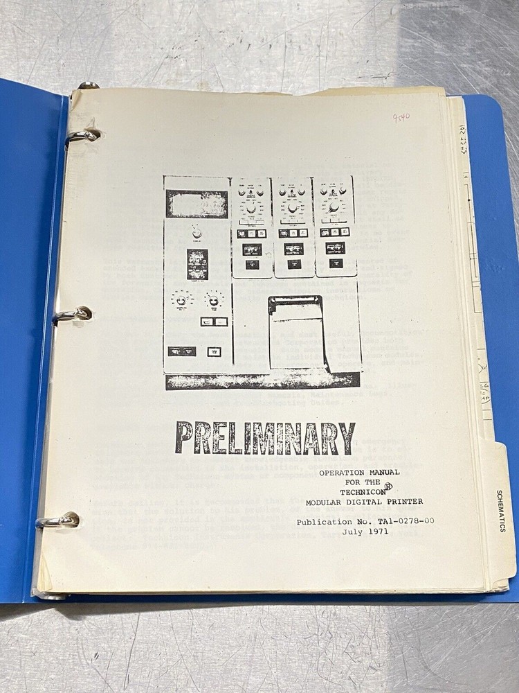 Technicon Digital Printer Auto Analyzer 2- User Guide / Manual /Instruction Book